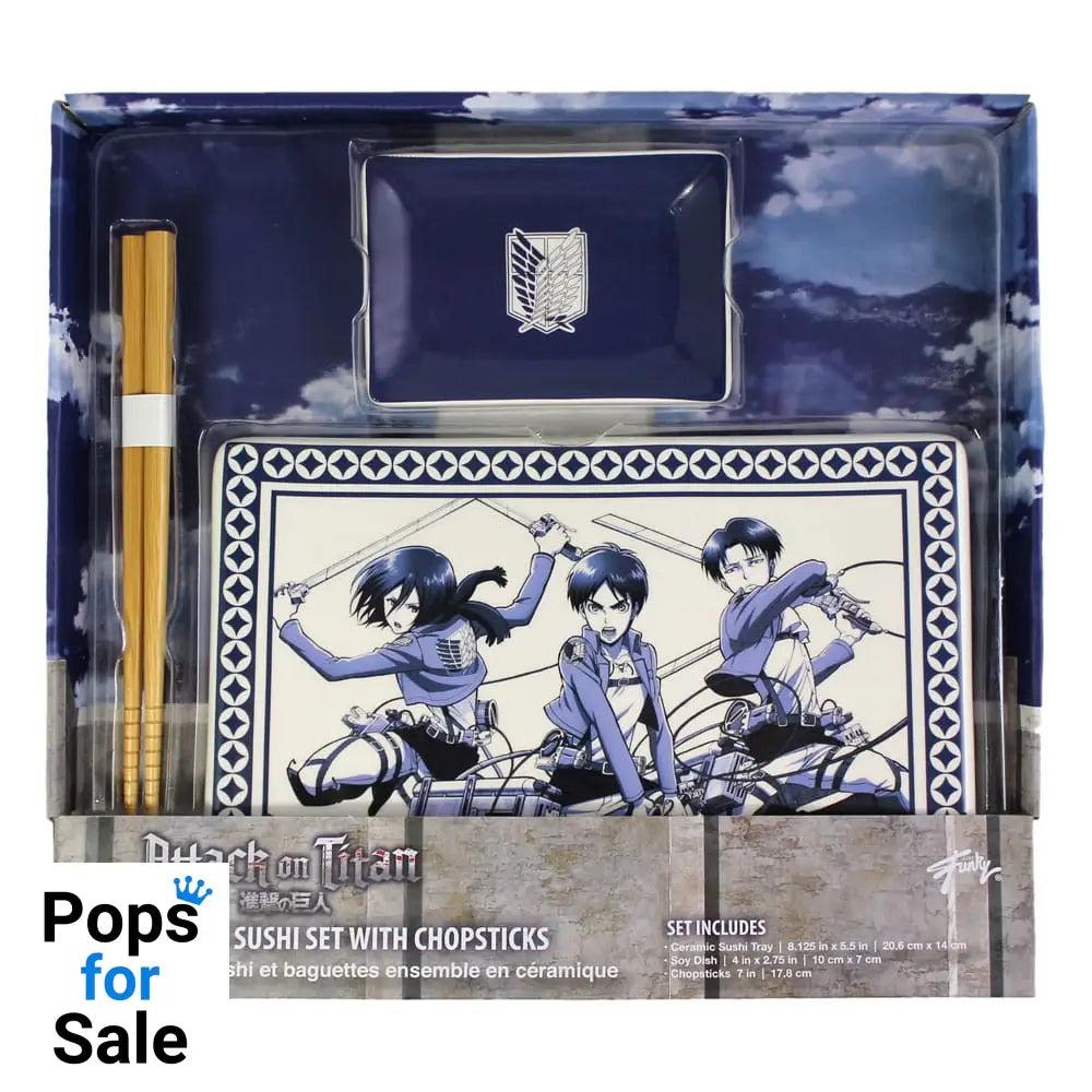 Attack on Titan Ceramic Sushi Set with Chopsticks