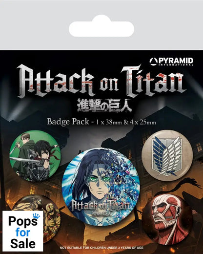 Attack on Titan Pin-Back Buttons 5-Pack Season 4 Pins & Brooches