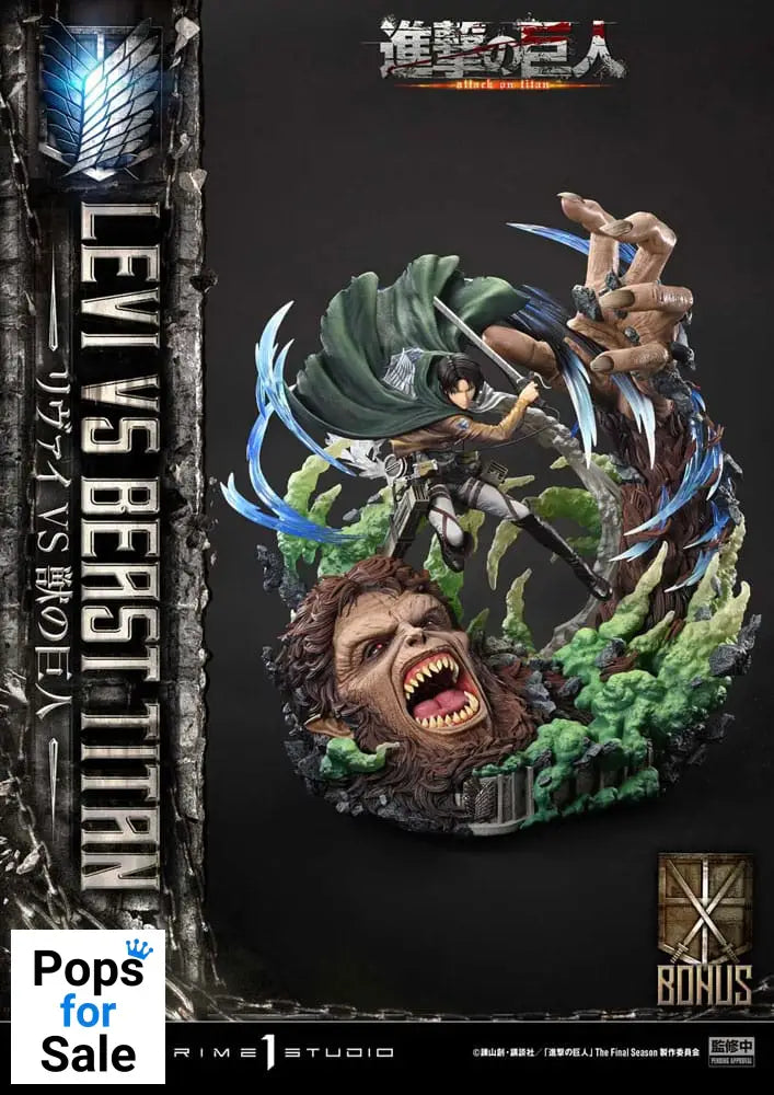 Attack on Titan Ultimate Premium Masterline Series Statue 1/4 Levi Versus Beast Titan Bonus Version 73 cm Statues