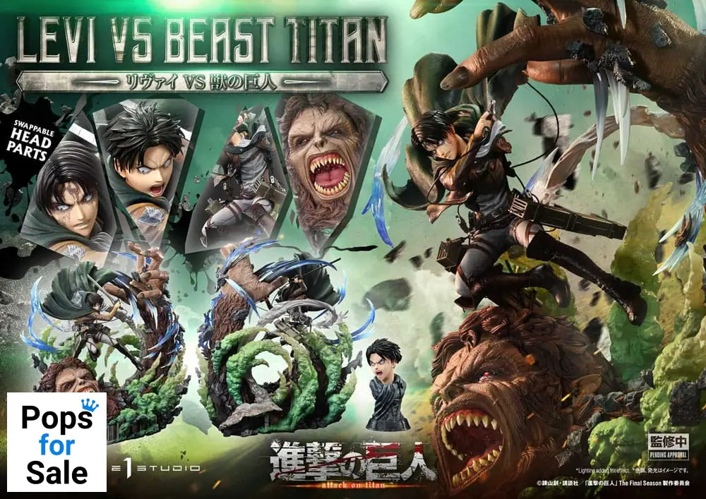 Attack on Titan Ultimate Premium Masterline Series Statue 1/4 Levi Versus Beast Titan Bonus Version 73 cm