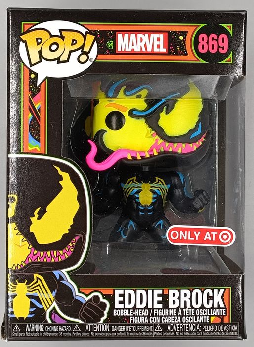 #869 Eddie Brock (Venom Blacklight) - Marvel Box Damaged Funko POP