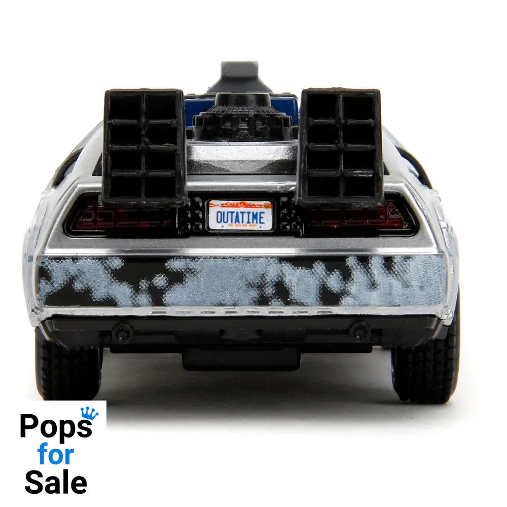 Back to the Future Hollywood Rides Diecast Model 1/32 DeLorean Time Machine Frost