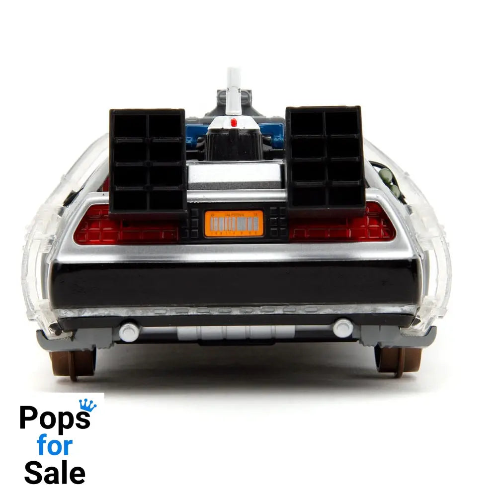 Back to the Future III Hollywood Rides Diecast Model 1/24 DeLorean Time Machine Railroad Wheels