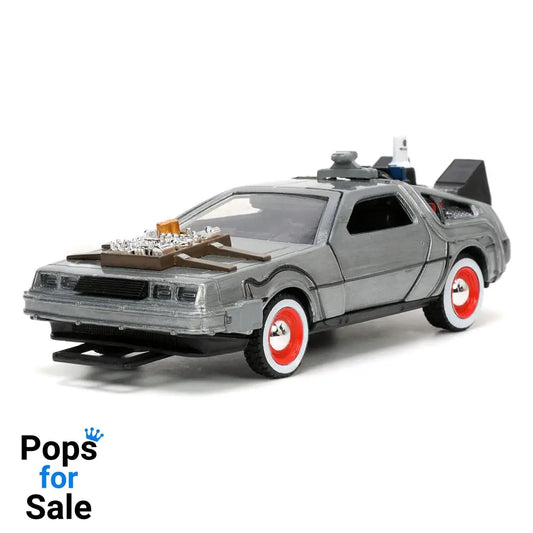Back to the Future III Hollywood Rides Diecast Model 1/32 DeLorean Time Machine Free Rolling