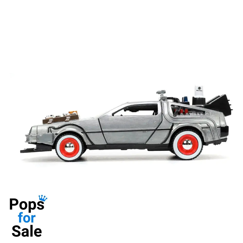 Back to the Future III Hollywood Rides Diecast Model 1/32 DeLorean Time Machine Free Rolling