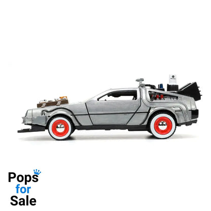 Back to the Future III Hollywood Rides Diecast Model 1/32 DeLorean Time Machine Free Rolling