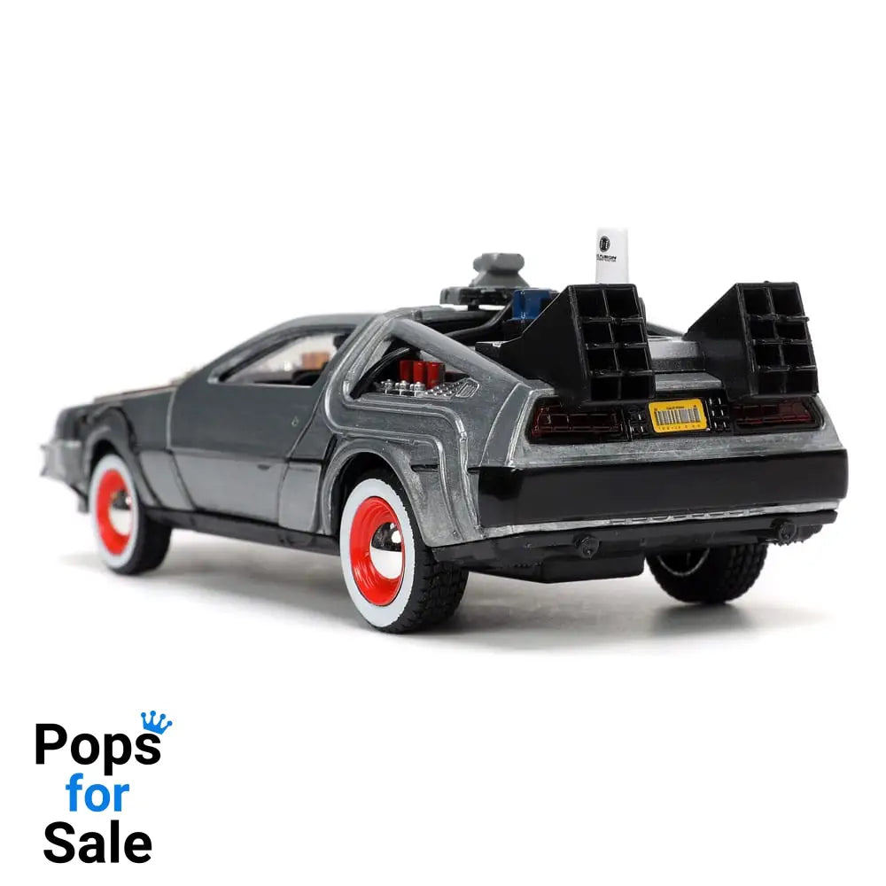 Back to the Future III Hollywood Rides Diecast Model 1/32 DeLorean Time Machine Free Rolling