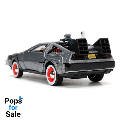 Back to the Future III Hollywood Rides Diecast Model 1/32 DeLorean Time Machine Free Rolling