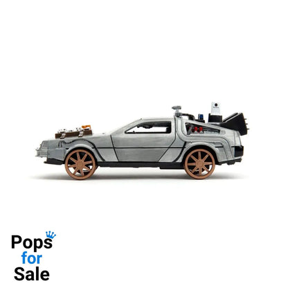 Back to the Future III Hollywood Rides Diecast Model 1/32 DeLorean Time Machine Railroad Wheels