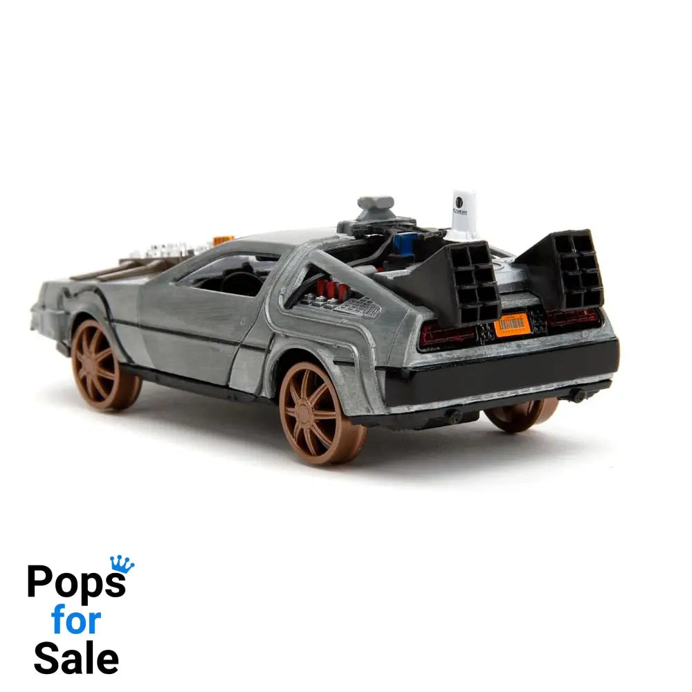 Back to the Future III Hollywood Rides Diecast Model 1/32 DeLorean Time Machine Railroad Wheels