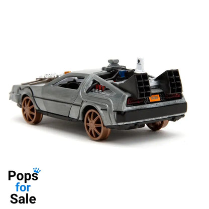 Back to the Future III Hollywood Rides Diecast Model 1/32 DeLorean Time Machine Railroad Wheels