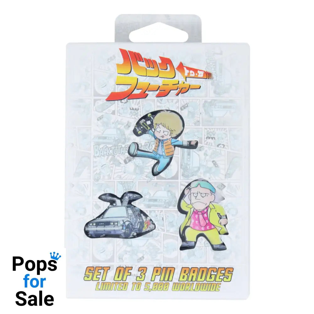 Back to the Future Limited Edition Japanese Style Triple Pin Badge Set 3 Pack of Pins