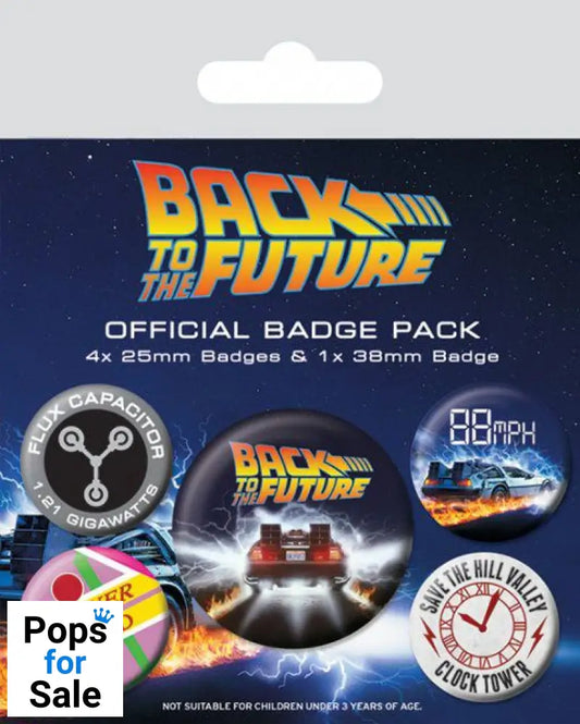 Back to the Future Pin-Back Buttons 5-Pack DeLorean Pins & Brooches