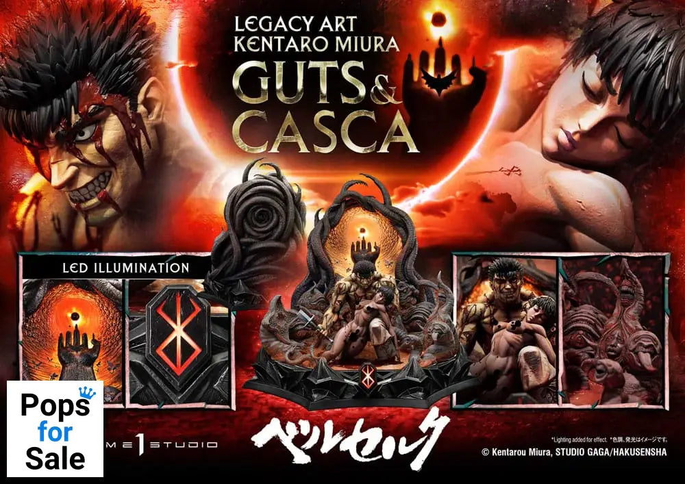 Berserk Ultimate Legacy Art Kentaro Miura Statue 1/4 Guts & Casca 72 cm