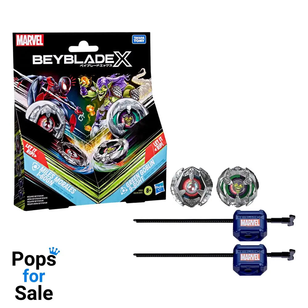 Beyblade X and Marvel Collab Miles Morales 1-60GN vs. Green Goblin 9-80HT