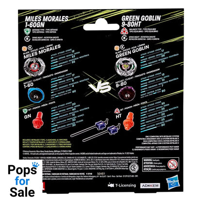 Beyblade X and Marvel Collab Miles Morales 1-60GN vs. Green Goblin 9-80HT