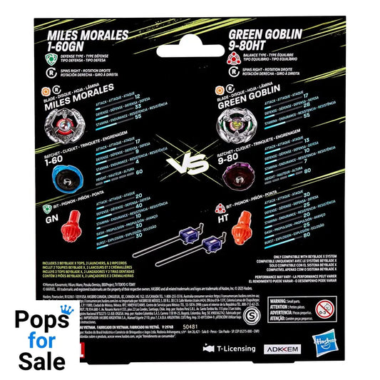 Beyblade X and Marvel Collab Miles Morales 1-60GN vs. Green Goblin 9-80HT