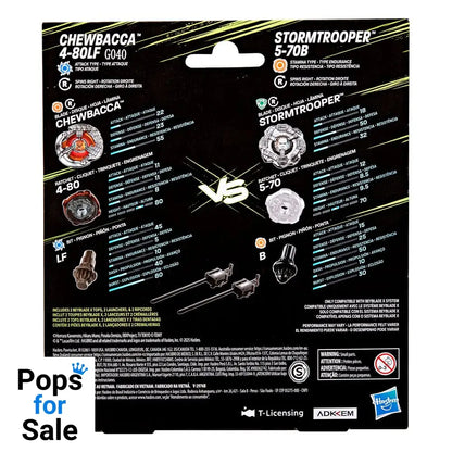 Beyblade X and Star Wars Collab Chewbacca 4-80LF vs. Stormtrooper 5-70B