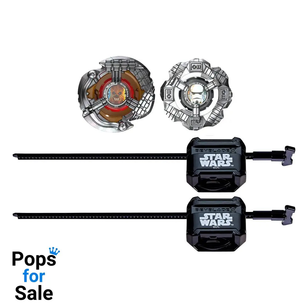 Beyblade X and Star Wars Collab Chewbacca 4-80LF vs. Stormtrooper 5-70B
