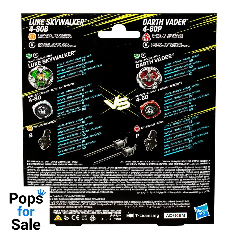 Beyblade X and Star Wars Collab Luke Skywalker 4-80B vs. Darth Vader 4-60B