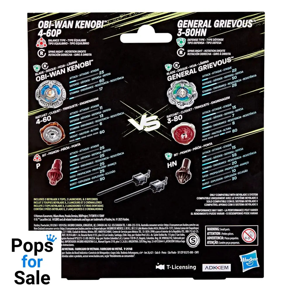 Beyblade X and Star Wars Collab Obi-Wan Kenobi 4-60P vs. General Grievous 3-80HN
