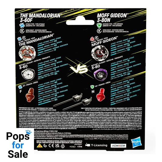 Beyblade X and Star Wars Collab The Mandalorian 3-60F vs. Moff Gideon 3-80N