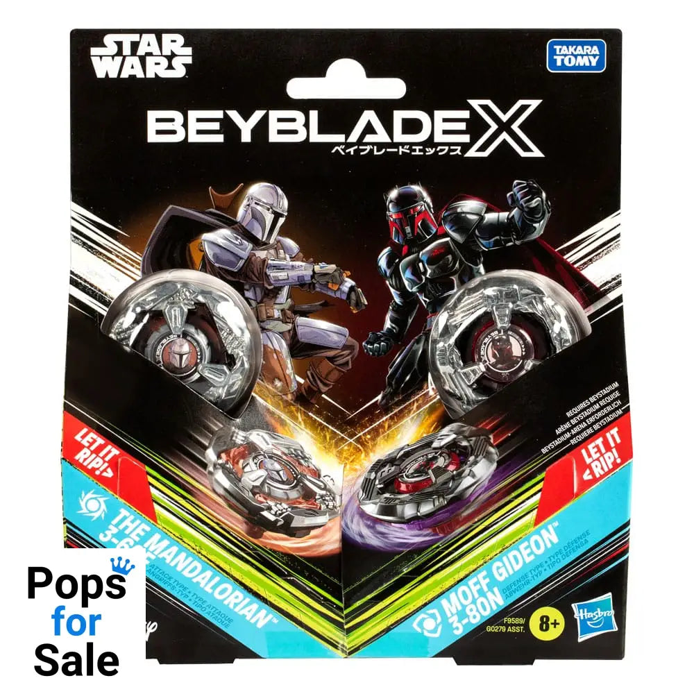 Beyblade X and Star Wars Collab The Mandalorian 3-60F vs. Moff Gideon 3-80N