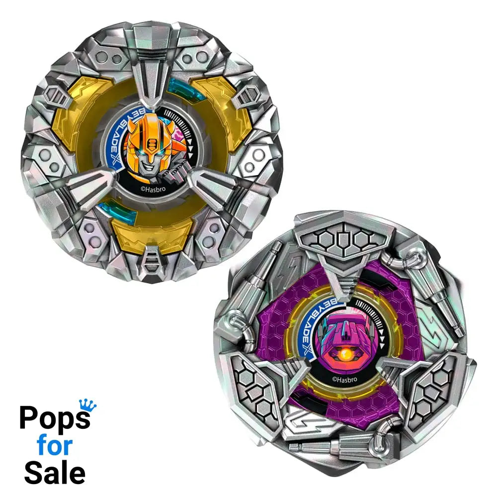 Beyblade X and Transformers Collab Bumblebee 3-60GP vs. Shockwave 5-80O