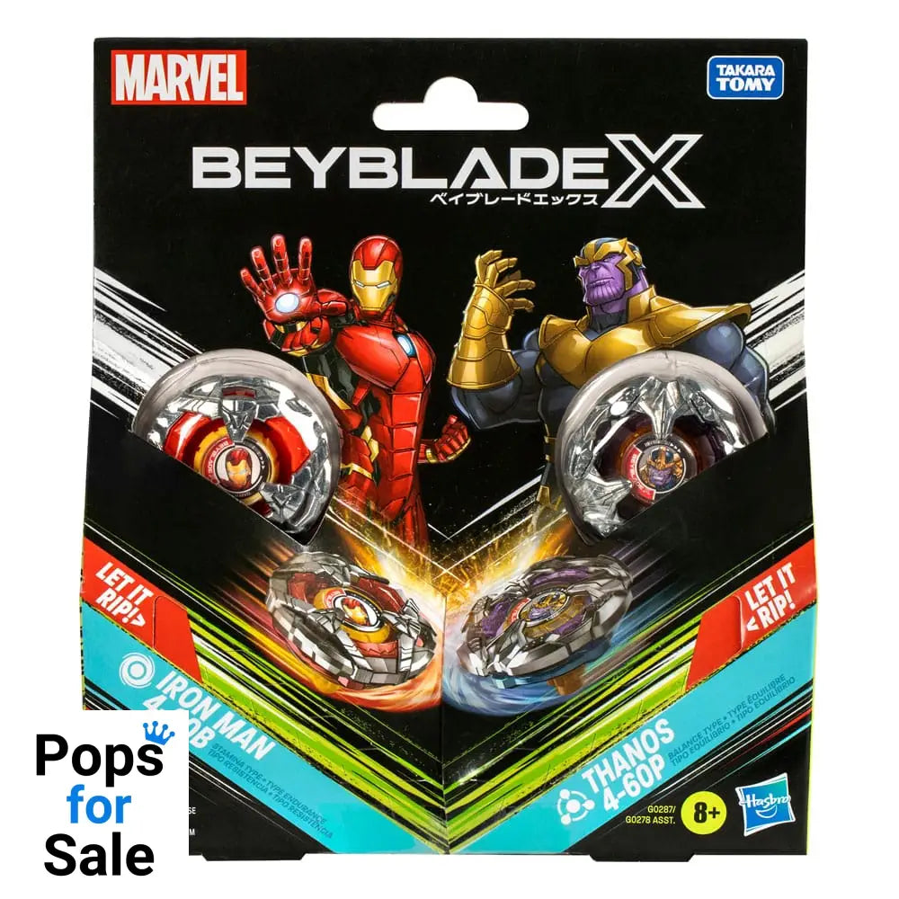Beyblade X Marvel Collab Iron Man 4-80B vs. Thanos 4-60P