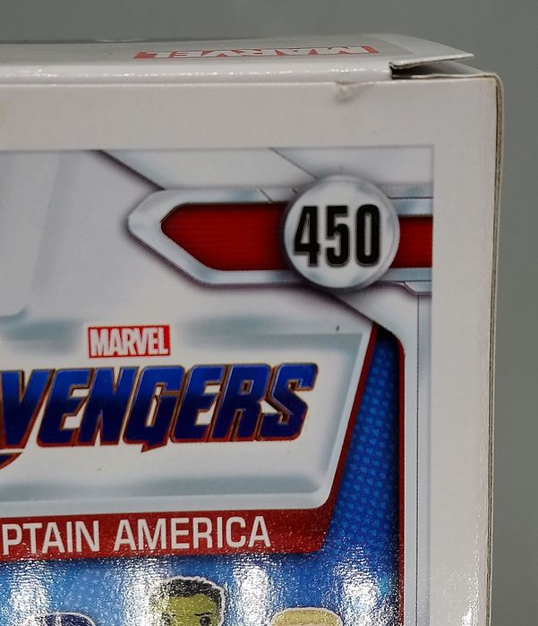 450 Captain America Team Suit Glow Marvel Avengers Endgame Funko POP - Box Damaged