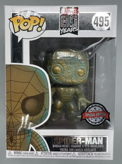 495 Spider-Man (Patina) Marvel 80th Anniversary Box Damaged Funko POP