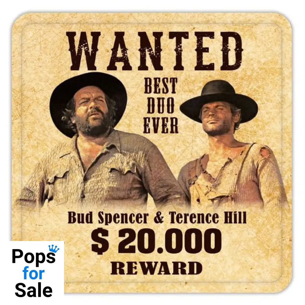 Bud Spencer & Terence Hill Tin coasters Wanted 10 x 10 cm