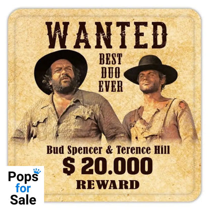 Bud Spencer & Terence Hill Tin coasters Wanted 10 x 10 cm