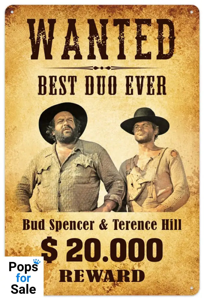 Bud Spencer & Terence Hill Tin Sign Wanted 20 x 30 cm