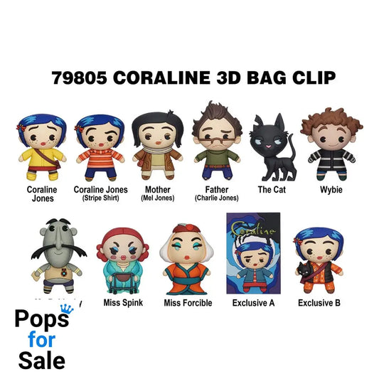 Coraline 3D PVC Bag Clips  Series 1 Display (24)