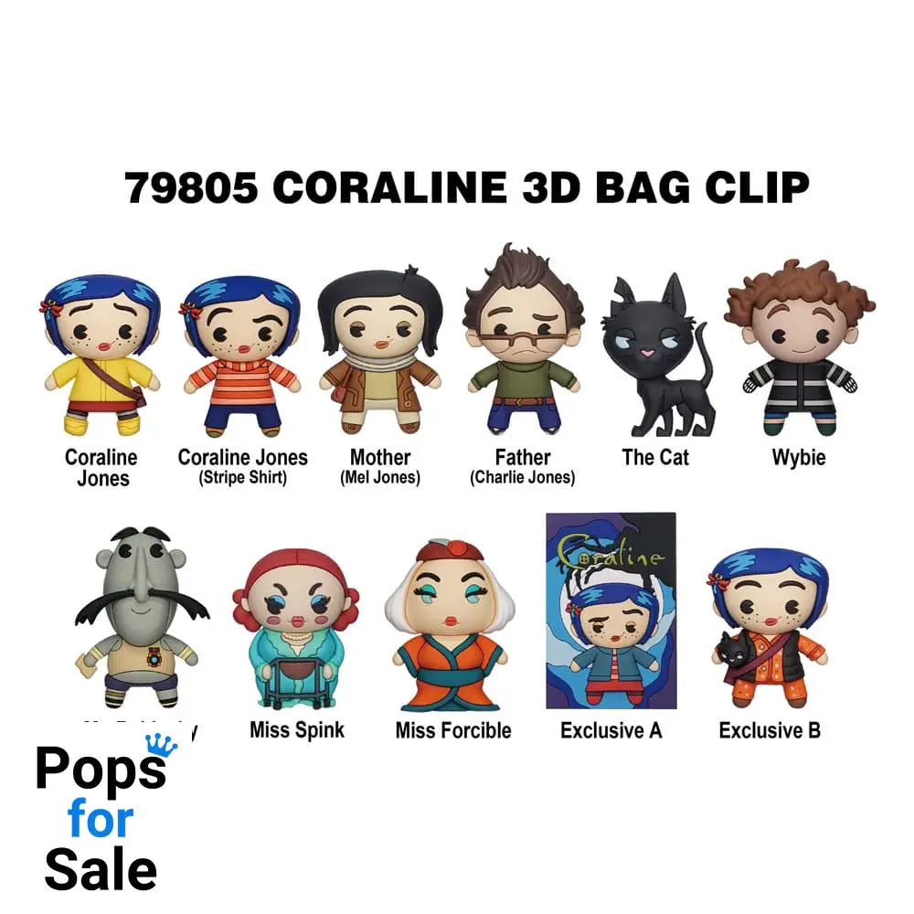 Coraline 3D PVC Bag Clips Series 1 Display (24) Keyrings