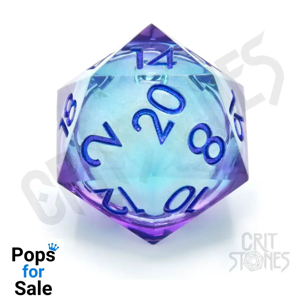 CritStones Liquid Core Dice D20 Moonlight Mystery 3 cm Dice