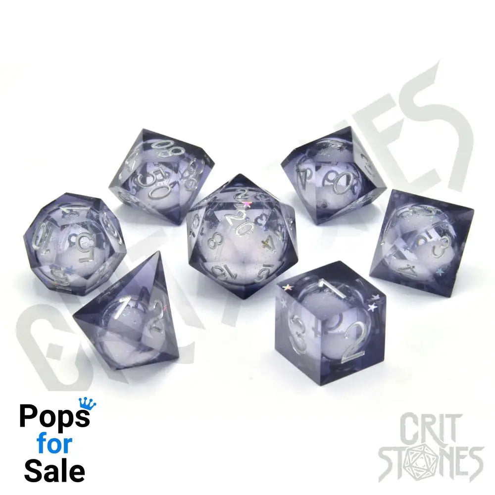 CritStones Liquid Core Dice Set Orbital Tide (silver ink) (7)