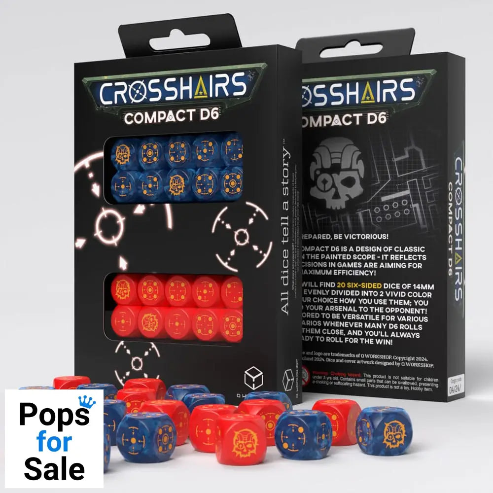 Crosshairs Compact D6 Dice Set Cobalt&Red (20)