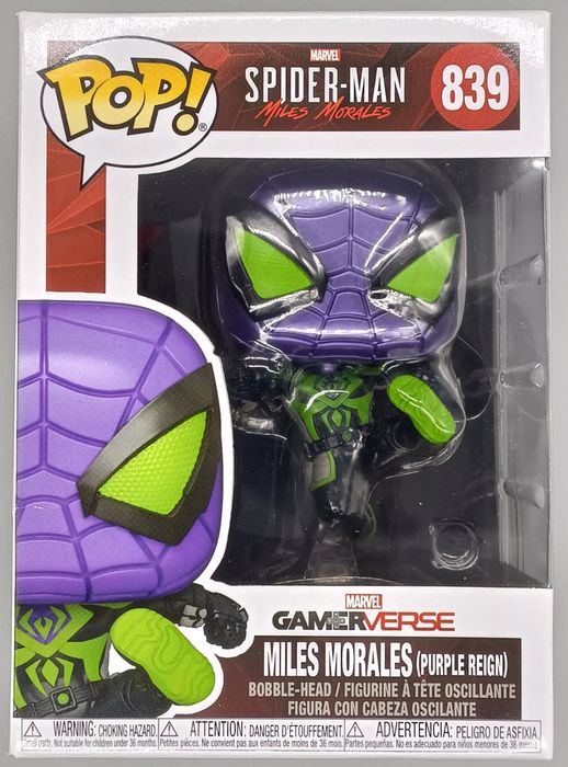 839 Miles Morales Purple Reign Suit Marvel Spider-Man Funko POP - Box Damaged