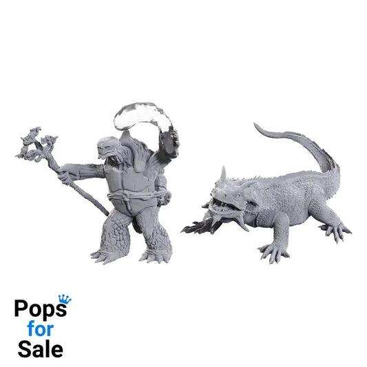 D&D Nolzur’s Marvelous Miniatures Unpainted Miniatures Tortle Druid & Wild Shape Giant Lizard Miniature Gaming &
