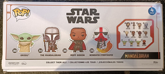 [4 Pack] Grogu- Mandalorian-Moff Gideon Glow Star Wars Box Damaged Funko POP