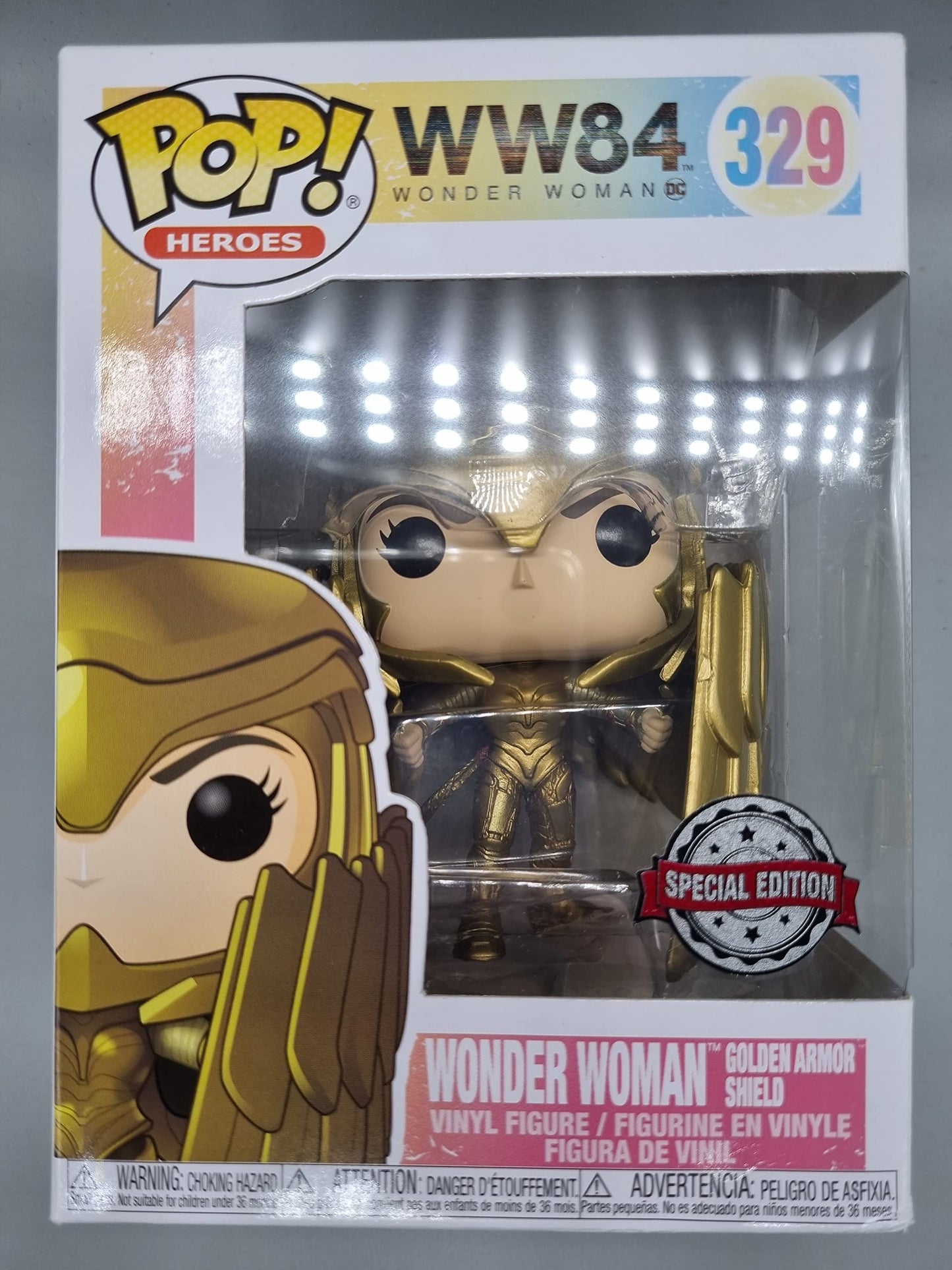 329 Wonder Woman (Golden Armor Shield) - DC - WW84 - Funko POP - Box Damaged