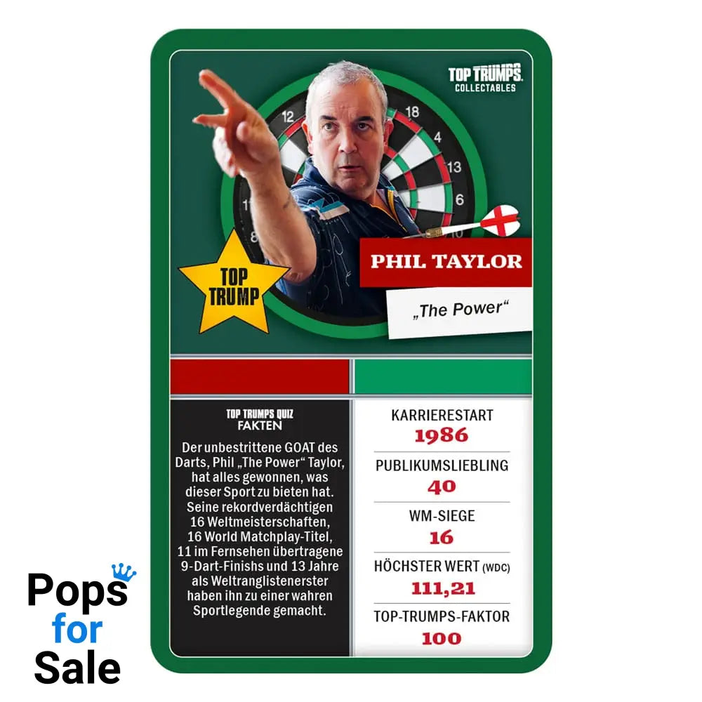 Darts Card Game Top Trumps Collectables Legenden *German Version*