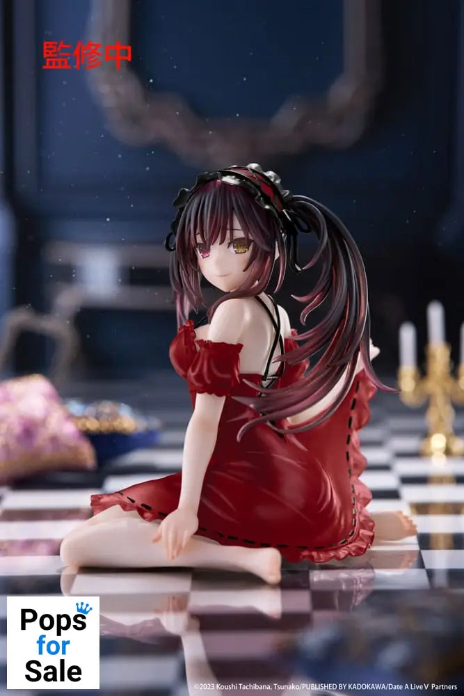 Date A Live V PVC Statue Desktop Cute Figure Kurumi Tokisaki Nightwear Ver. Renewal 13 cm