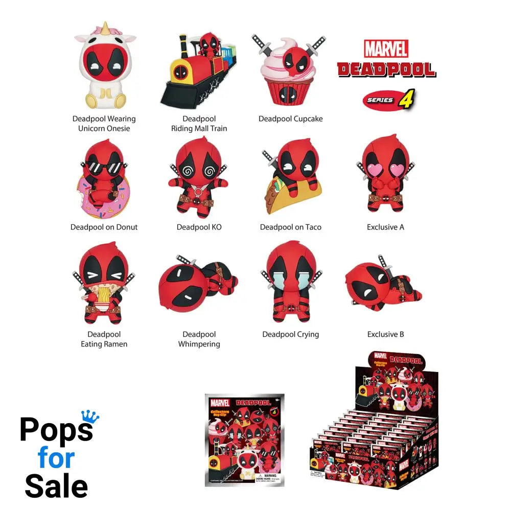 Deadpool PVC Bag Clips Series 4 Display (24) Keyrings