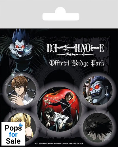 Death Note Pin-Back Buttons 5-Pack Characters Pins & Brooches