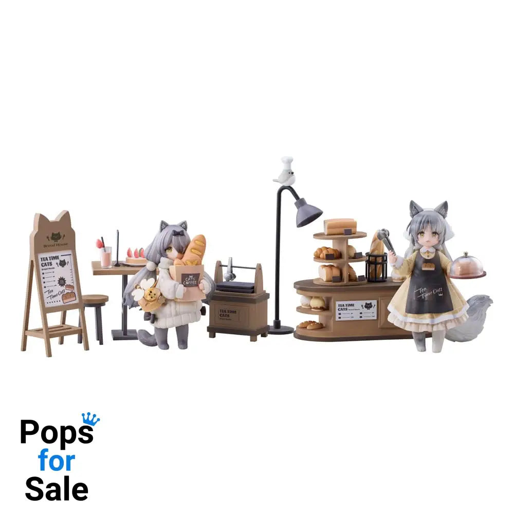 Decorated Life Collection PVC Statue Tea Time Cats - Cat Town Bakery Staff & Customer Set 12 cm