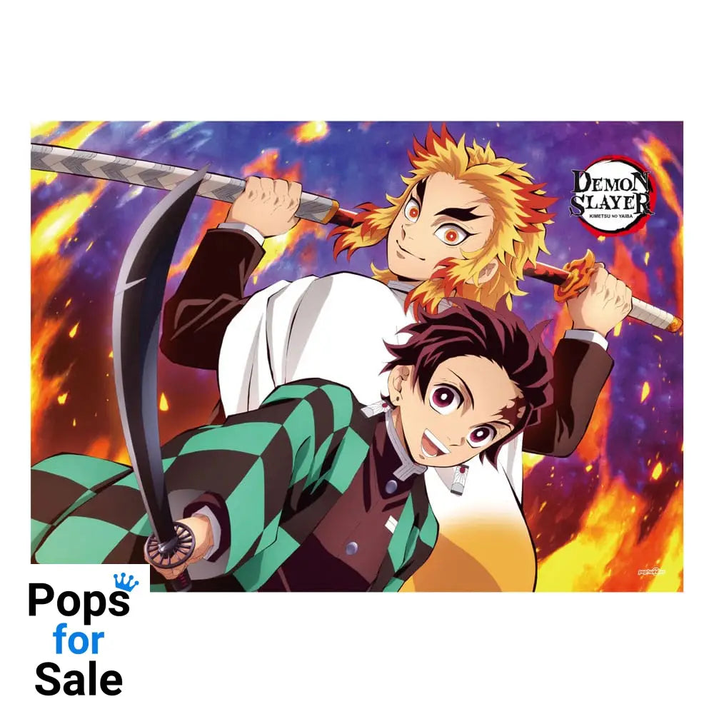 Demon Slayer: Kimetsu no Yaiba Fabric Poster Tanjiro And Kyojuro Rengoku 84 x 118 cm