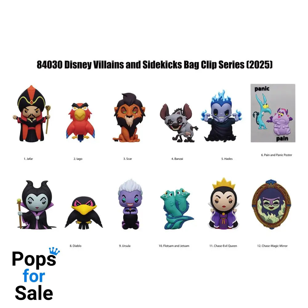 Disney 3D Foam Bag Clips Villains Series 4 Display (24) Keyrings